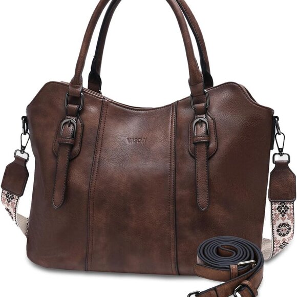 Hobo Bags for Women, Vegan Leather Top Handle Satchel Shoulder Purse Handbag Pur - Picture 1 of 7